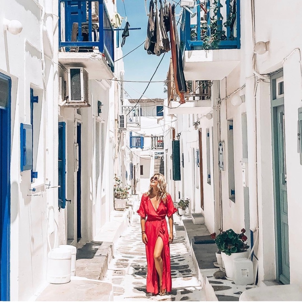 Red wrap dress